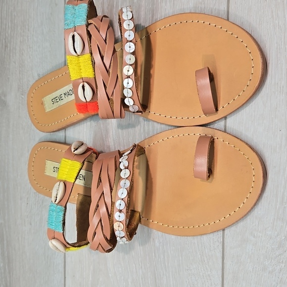 Steve Madden Women Milos Leather Boho Hobo Loop Toe Sandals Shoes Sz 9 - Picture 3 of 9